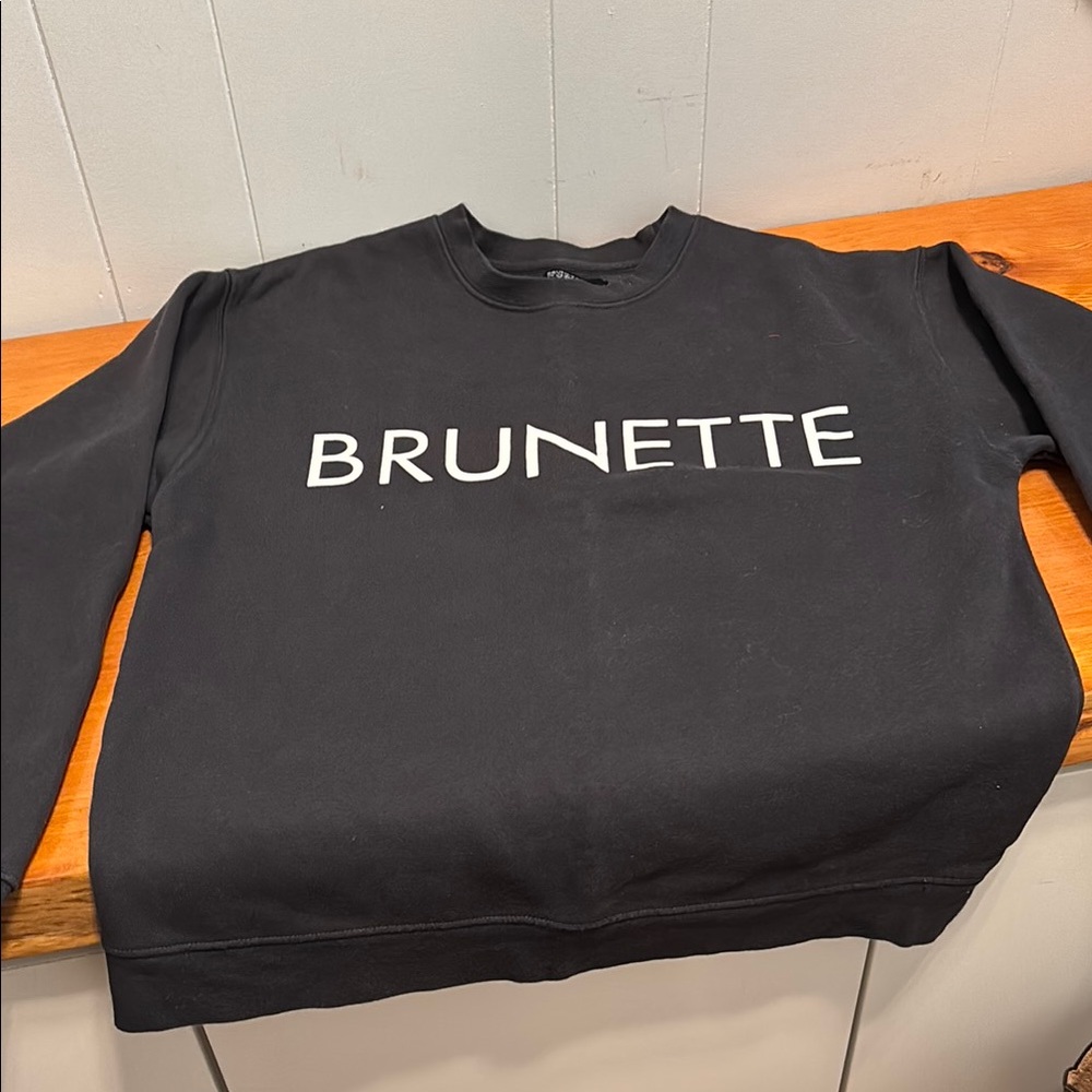 Brunette The Label Black Crewneck Sweater Bold Print